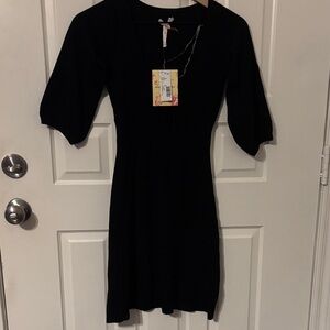 Derek heart Black sweater Dress small balloon sleeve new with tags